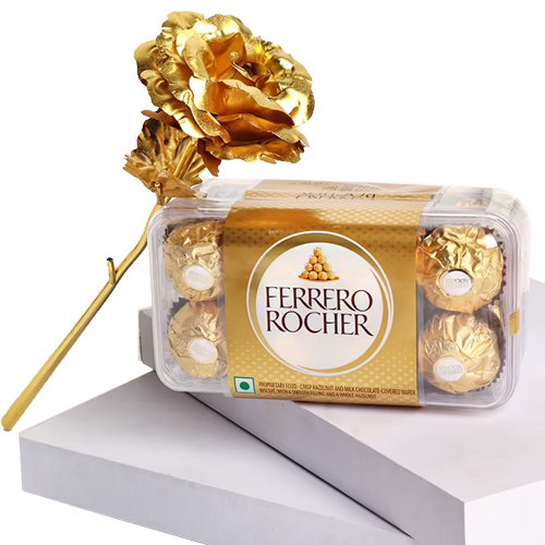 Enjoyable Ferrero Rocher Chocolates with a Golden Rose