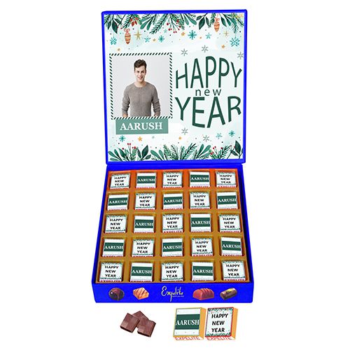 Luscious Personalized New Year Chocolates Box