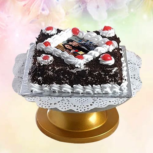 Irresistible Square Shaped Black Forest Photo Cake