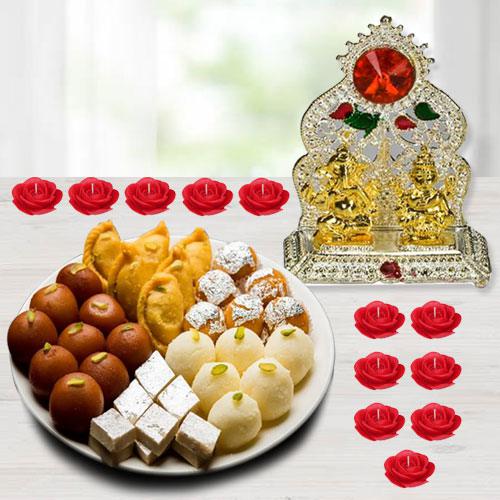 Special Diwali Sweets with Laxmi Ganesh Mandap Free Candle
