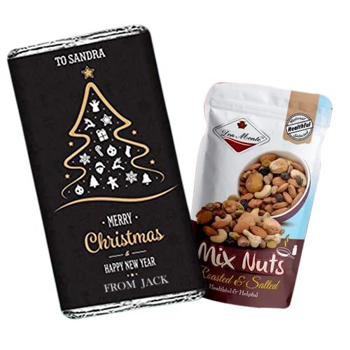 Mixed Nuts n Personalized Merry X-Mas Choco Bar