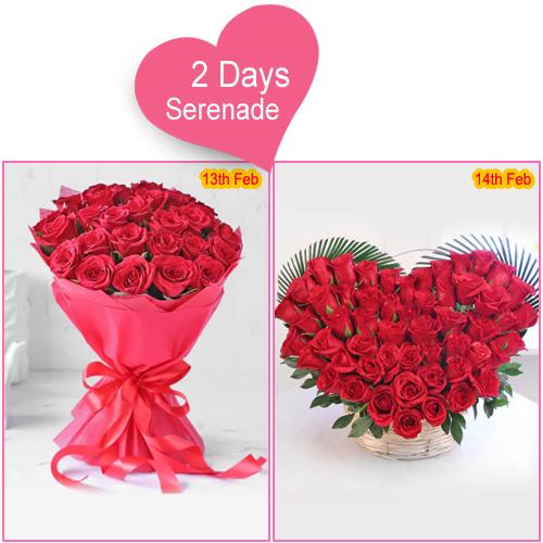 Exquisite Red Roses 2 Days Serenade Gift