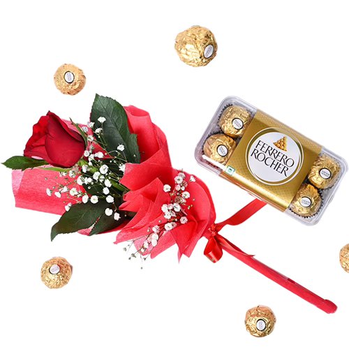 Enchanting Rose Posy N Ferrero Rocher Gift Combo