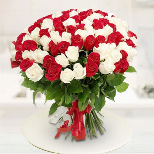 Forever Novel Red  N White Roses Premium Bouquet