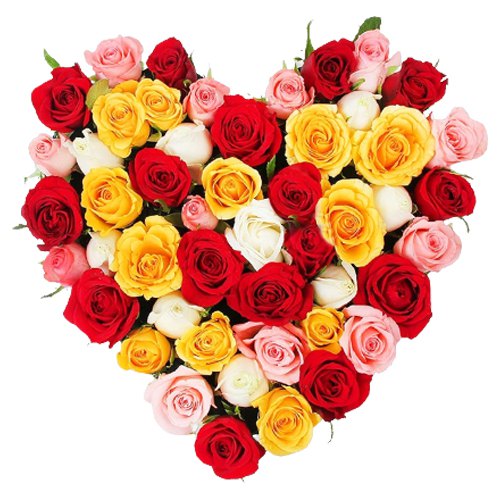 Colorful Heart Shape Arrangement of Roses