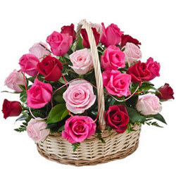 Elegant Pink N Red Roses Basket