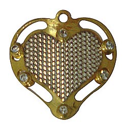 Stunning Gold Tone Metal Heart Shaped Pendant with Mesh