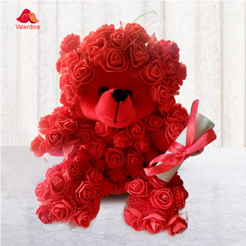 Wonderful Rose Teddy with Personalized Message