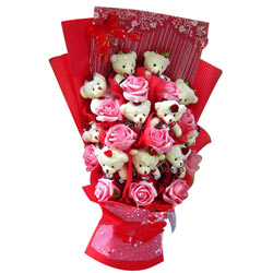 Wonderful Bouquet of Teddy N Roses